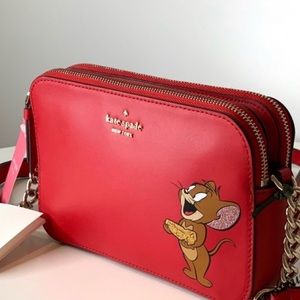 Authentic Kate Spade leather Tom & Jerry 2zip Limited Edition Cossbody
